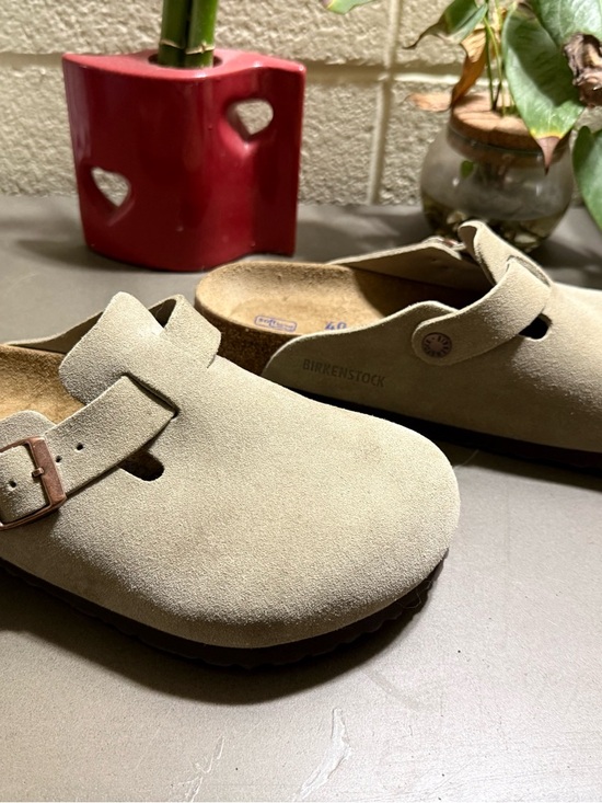 Birkenstock Sandals in Light Taupe and Brown Soles main image 4